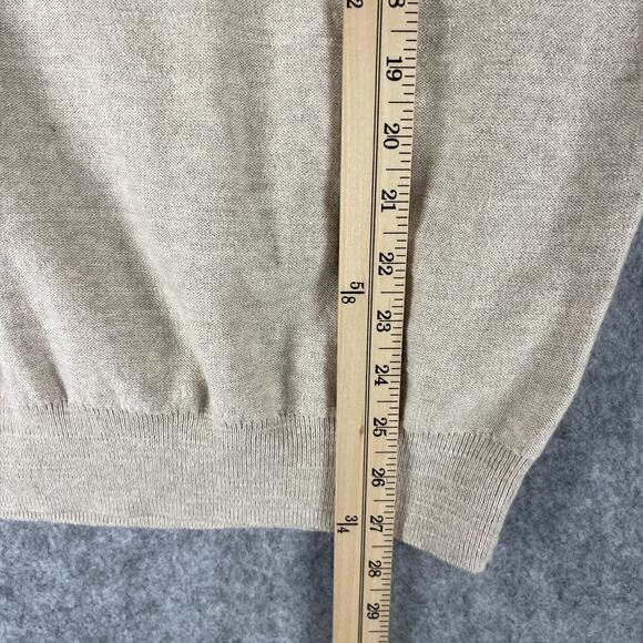 J Crew Raglan Budded Crewneck Sweater Mens Medium Beige Cotton Knit Preppy NEW - Picture 9 of 14